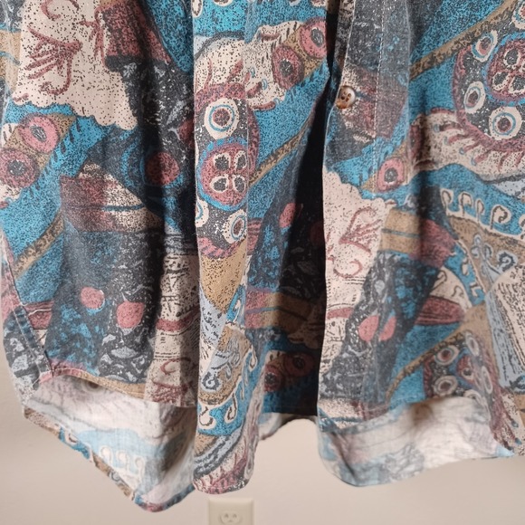 Permit Vintage Novelty Crazy Print Retro Dress Shirt Short Sleeve Cotton Mens XL - Picture 5 of 6